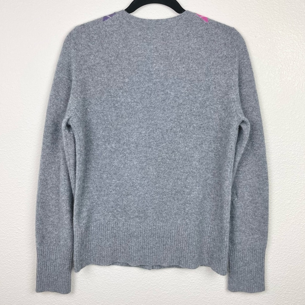 Apt.9 Women's Medium 100% Cashmere Argyle Button Front Cardigan Sweater Academia - Picture 14 of 16